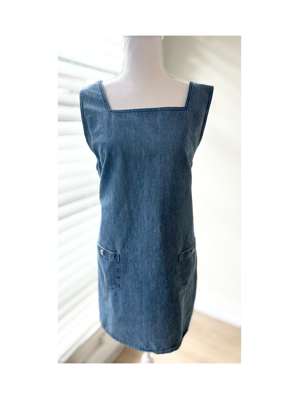Marsh Landing Blue Denim Square-Neck Mini Dress